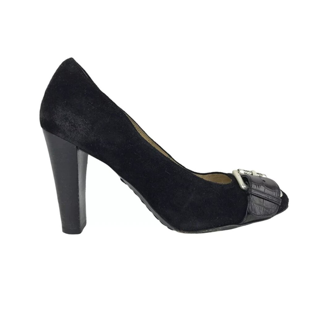 Michael Kors Womens Black Vero Cuoio Slip On Cone Pump Heel Size US‎ 7.5